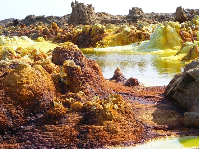 Microbes Form the Greenish/Yellowish Surface in Those Extreme Conditions in the Danakil Desert